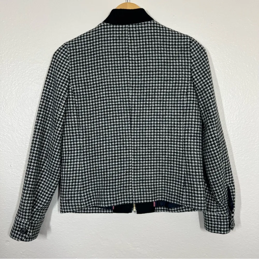 J. Crew Black White Houndstooth Wool Jacket - Image 10