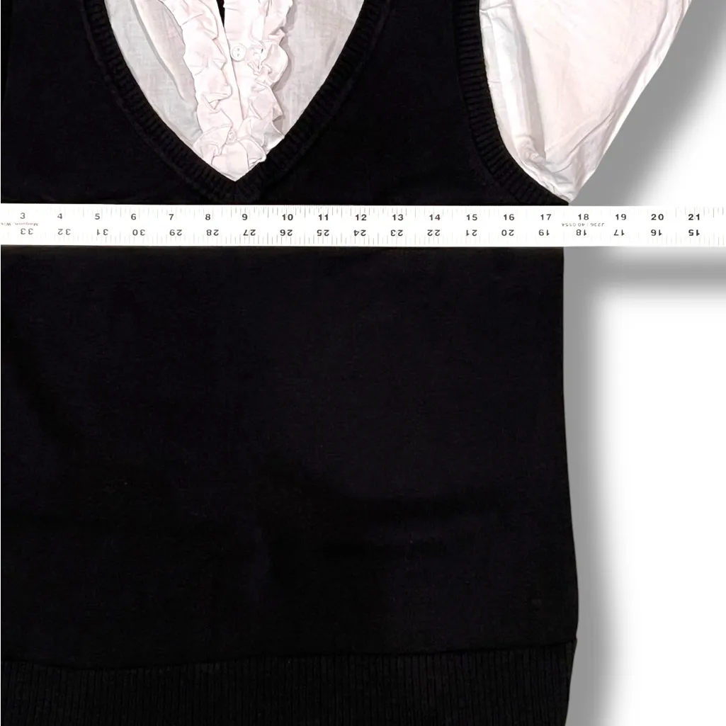 AB Studio  Women's XL- Black & White Layered Knitted Pullover Top Y2K - Image 10