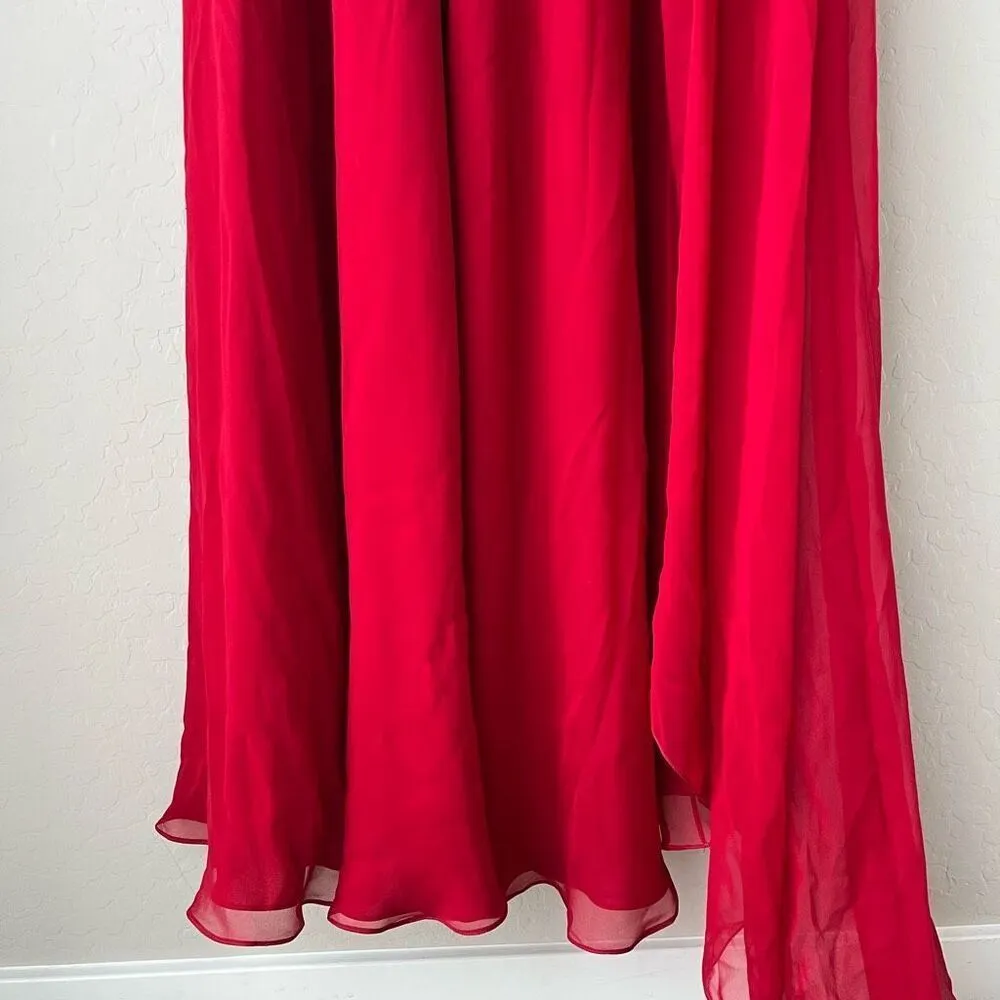 Naeem Khan Red 100%‎ Silk Draped One - Image 5