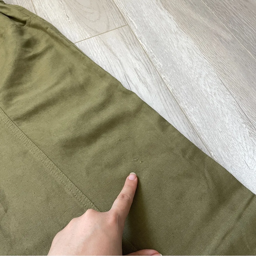 Madewell Linen Pants wide leg pull on womens Green (xsmall) minimalist chic - Image 7