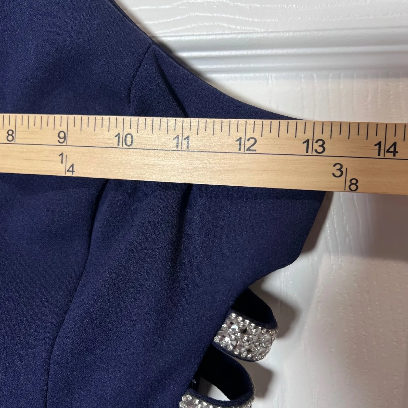 Speechless Navy Blue Halter High Low Rhinestone Side Cutout Formal Dress Size 0 - Image 9