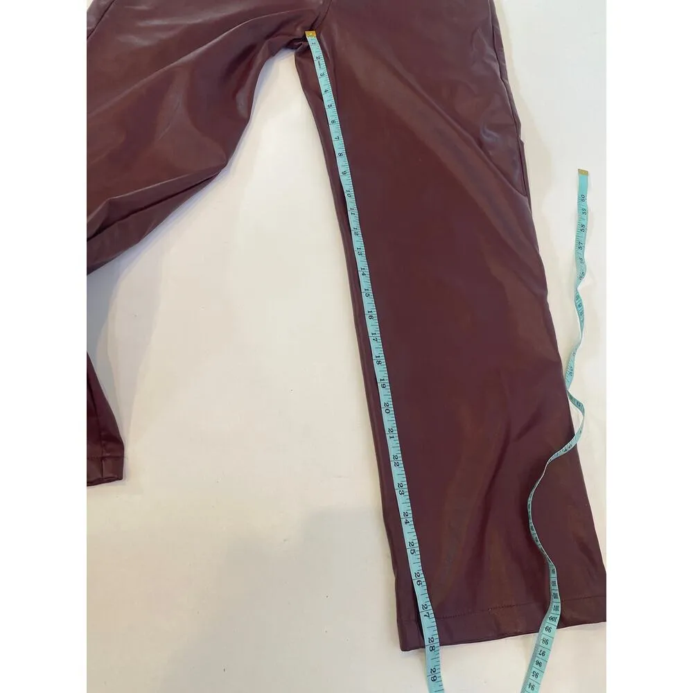 Lulu’s Hit Your Mark Burgundy Vegan Leather Straight Leg Pants EUC XL Women’s - Image 11