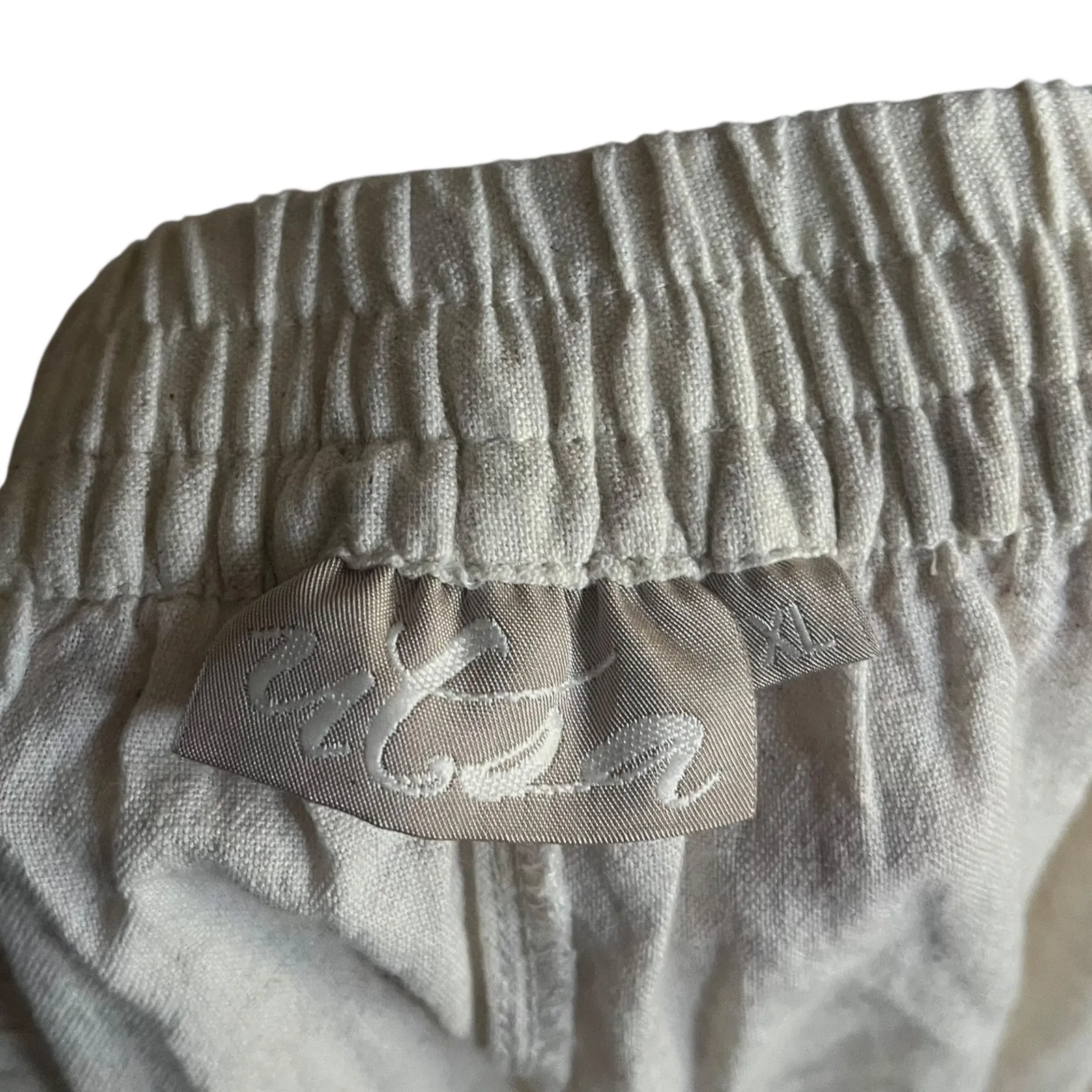 Utsa XL Pull On Elastic Cotton Linen Blend Pants Beige Comfortable Neutral Crop Tan - Image 4