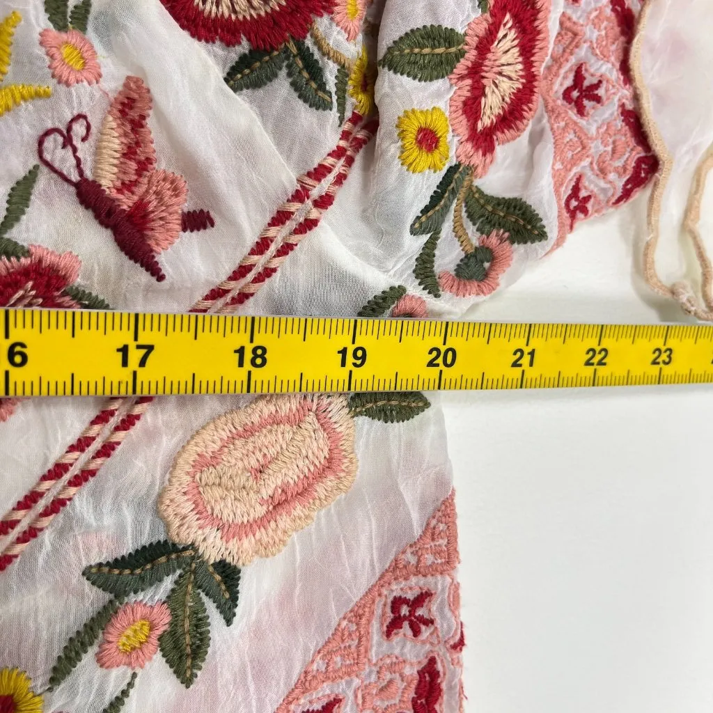 NWOT Johnny Was Embroidered Floral Flare Sleeve Top Shirt Blouse Oversized Sz S - Image 12