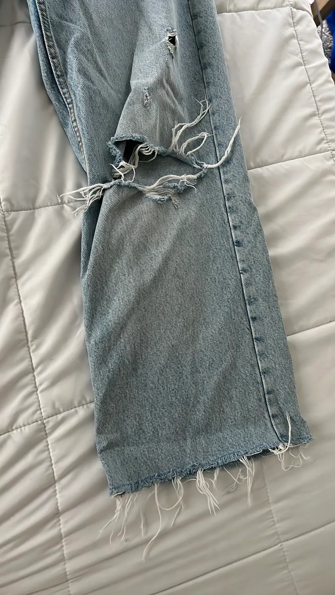 ZARA high waisted wide leg distressed jeans - Image 5