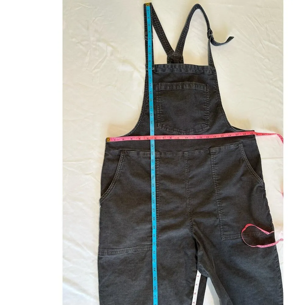 Aerie Werk & Play Corduroy Overalls Smoked Gray Cuffed Straight Leg Size Large - Image 9