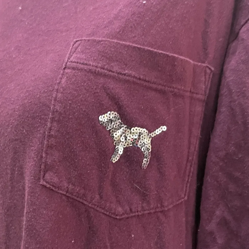 PINK Victoria’s Secret purple long sleeve top with sequin accents / XS / EUC - Image 2