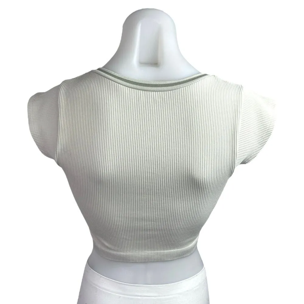 Urban Outfitters Out From Under White Rib Knit Short Sleeve Crop Shirt Top M/L - Image 2