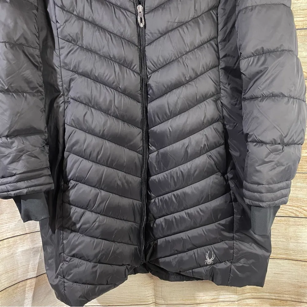 thermal water-resistant hooded longline black puffer jacket women Size XL - Image 10