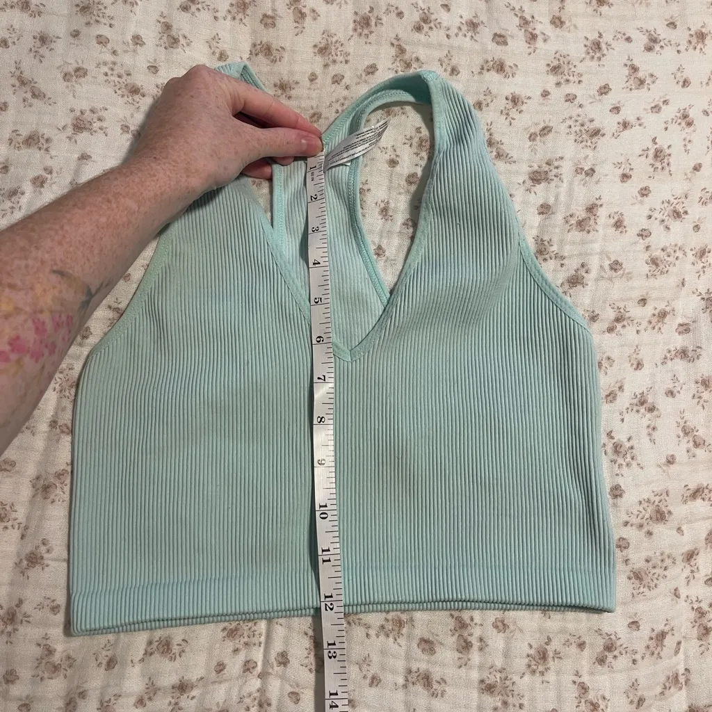 Mint Green Ribbed Women's Top Size L - Image 5
