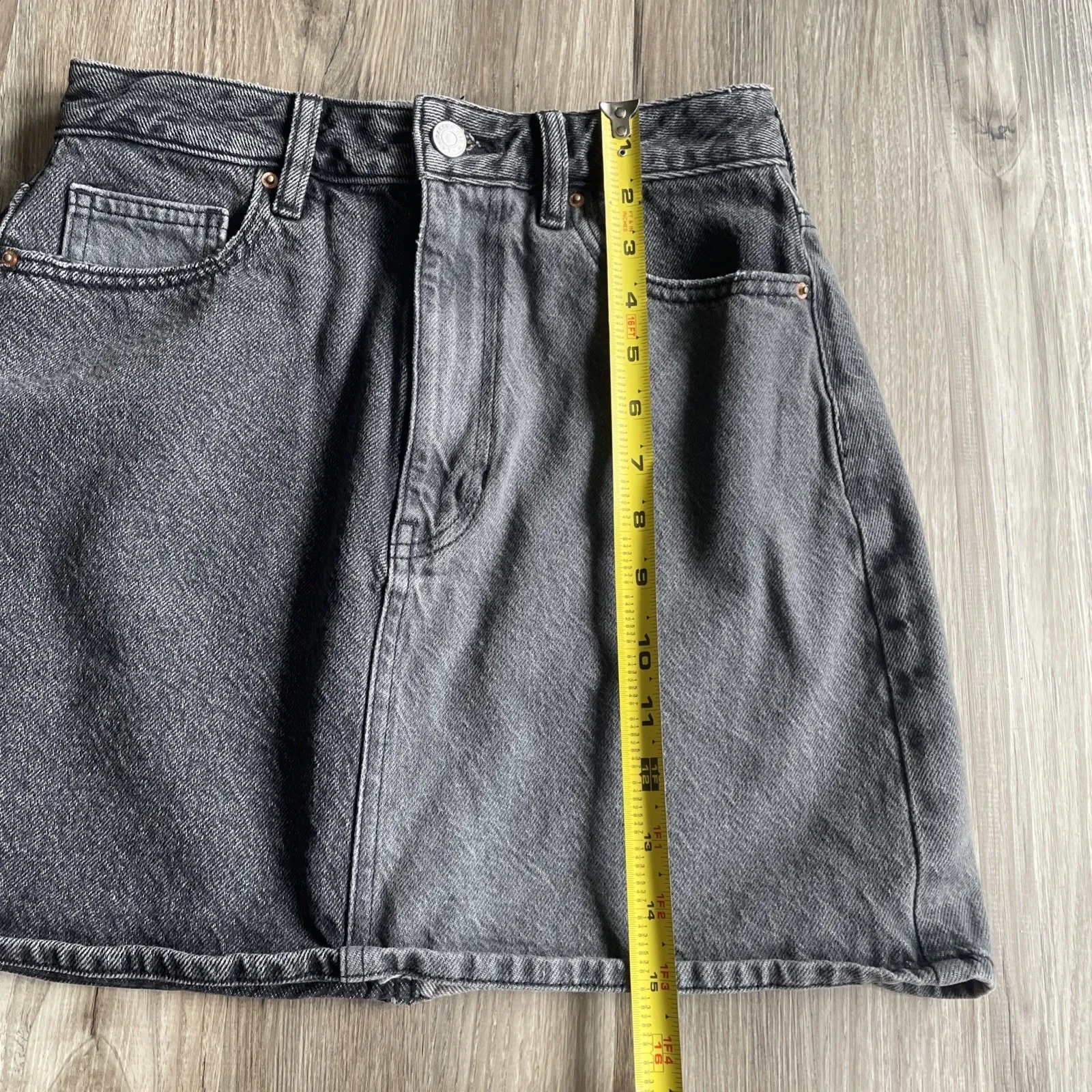 Pacsun Black Grey Wash Denim Mini Skirt Punk Emo Witchy Sz 26 Western‎ Hippie - Image 5