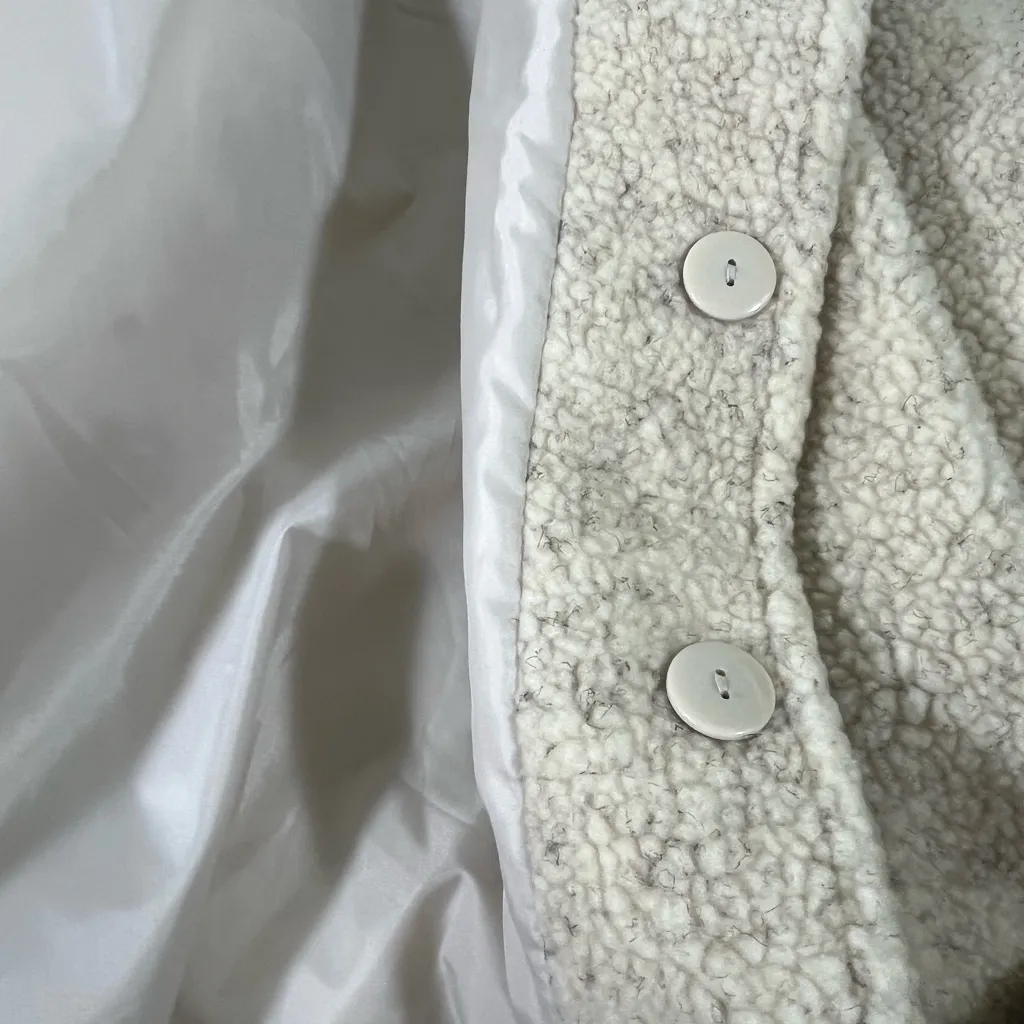 Cozy Sherpa Reversible Jacket W/Corduroy Trim Womens Petite LG Cream & Tan NEW - Image 8