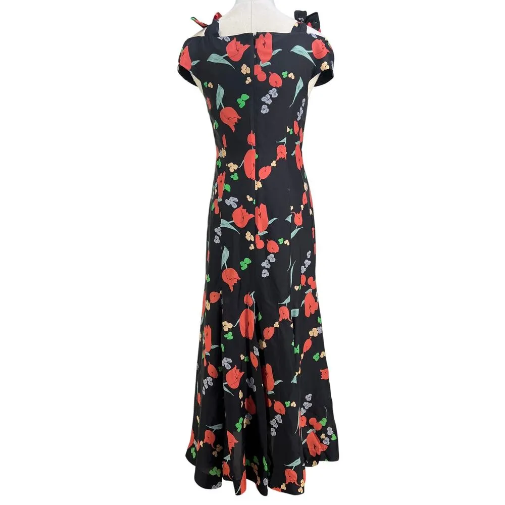 Alice McCall One Kiss Dress Black Floral Printed Midi - Image 10