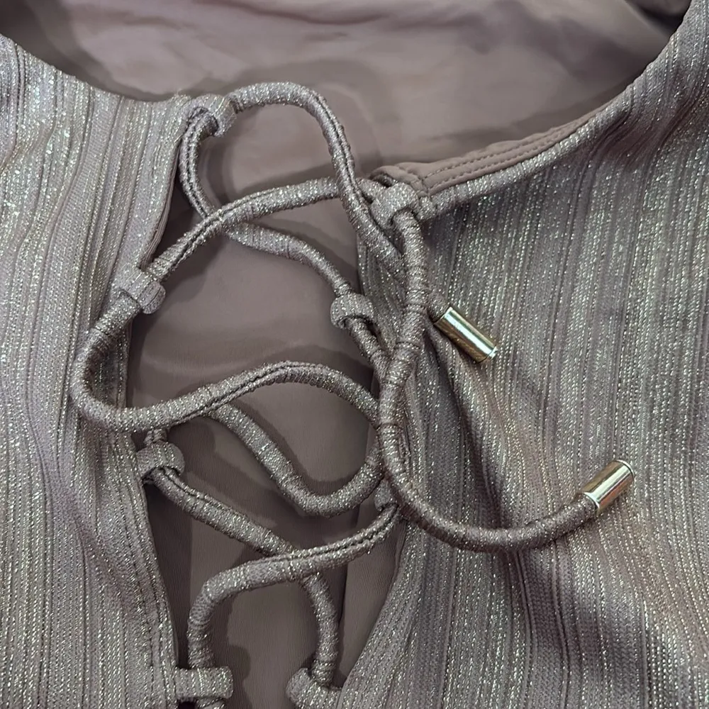 Andie Swim Oahu Lace-Up One-Piece Swimsuit sparkle Latte‎ size S NWT - Image 5