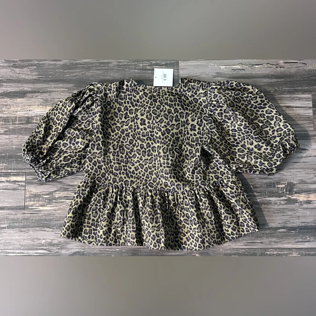 Olivaceous Brown/black  Dalia  Wrap  Tie Blouse in Leopard Sz M‎ - Image 9