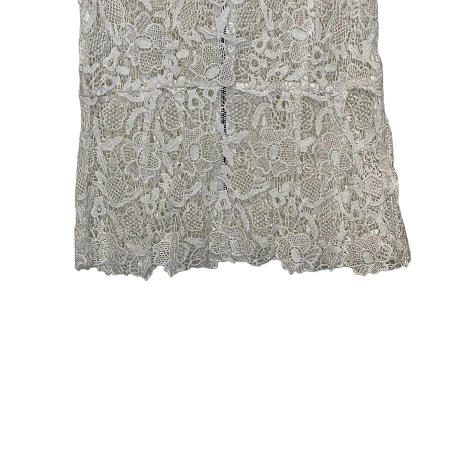 Cabi Women's Tank Top Peplum Needle‎ Lace Floral Sheer Sleeveless White Medium - Image 4