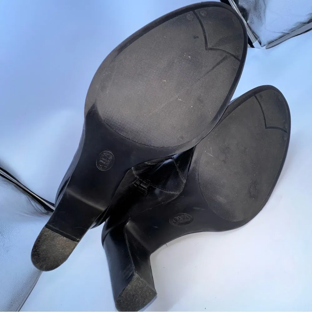 Circa Joan & David Lux Xenobia Black Leather & Suede Chucky Stacked Heel Boot-10 - Image 10