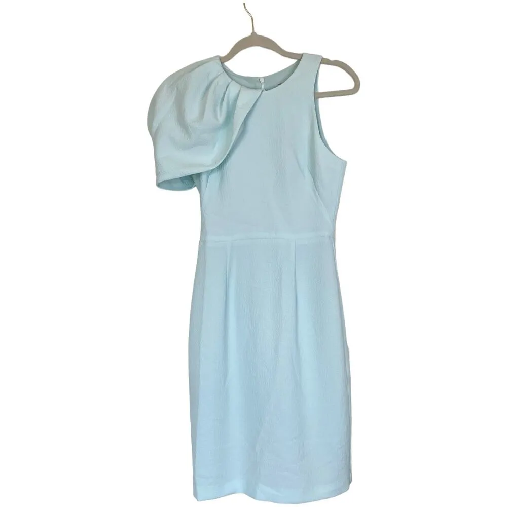 NWT BLACK HALO Aldo Sheath Dress Glacier Light Blue Puff Shoulder Crepe Size 2 - Image 2