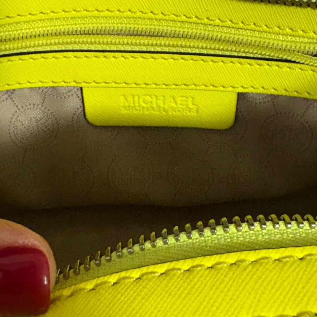 Michael Kors Neon Yellow Selma Saffiano Leather Mini Messenger Bag Crossbody - Image 10