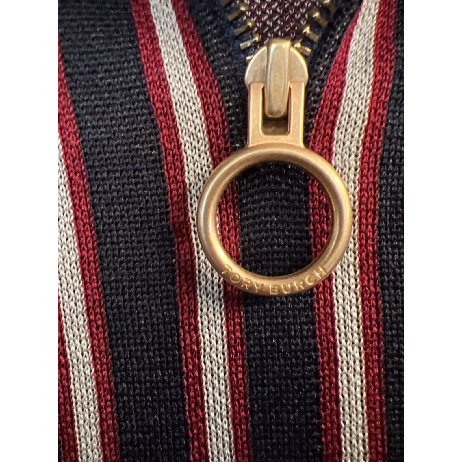 Tory Burch pullover sweater quarter zip‎ red stripes PXS - Image 3
