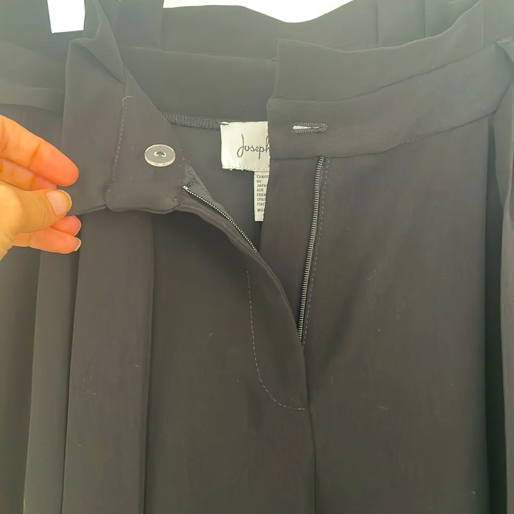 Joseph Ribkoff Pleated Cinch Waist Wide Leg Pants with Tie Size 6 Black - Image 4