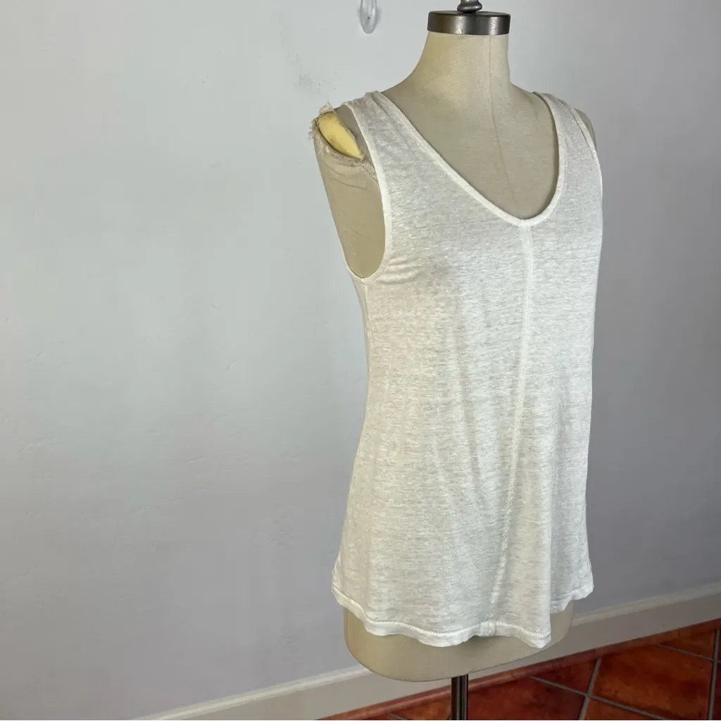 Sundance White V Neck Linen Tank Top - Image 2