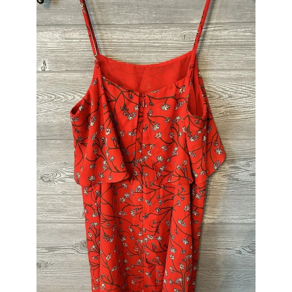 Tabitha Webb Flowered Dress Size 6 Red White Black Floral Lined Spaghetti Straps - Image 3