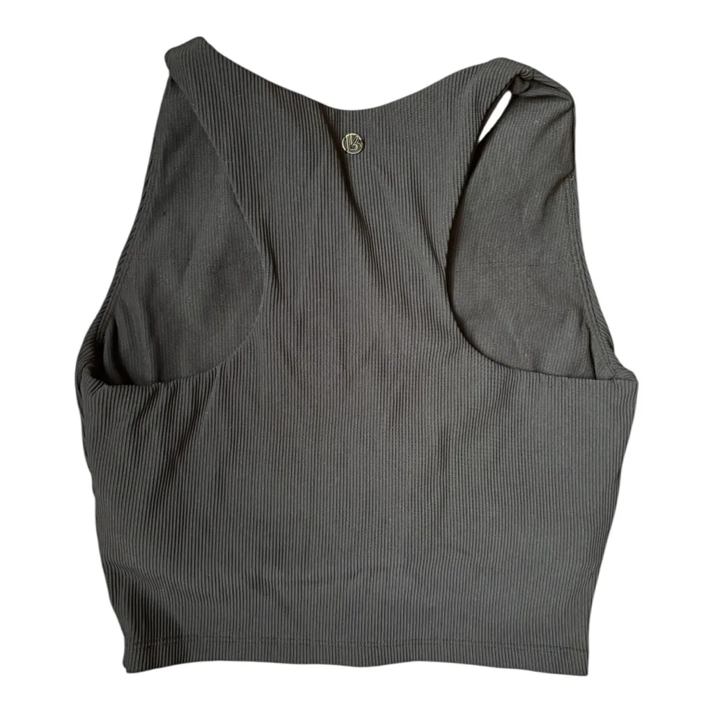 BuffBunny Henley Ribbed Crop Top Onyx Black Size Large Snap - Image 3