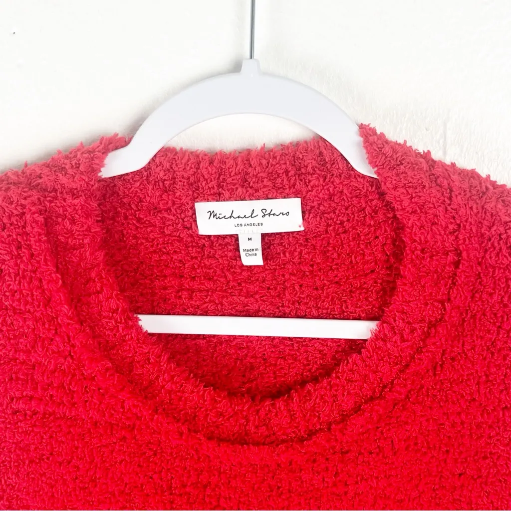 MICHAEL STARS Freja Red Fuzzy Long Sleeves Crewneck Pullover Sweater Size Medium - Image 6