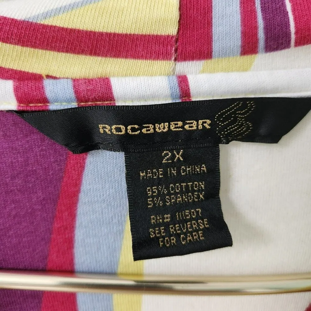 Rocawear Sweatshirt Vintage 90s Women 2X Plus Sequin Yellow Hood Zip 3/4 Sleeve - Image 5