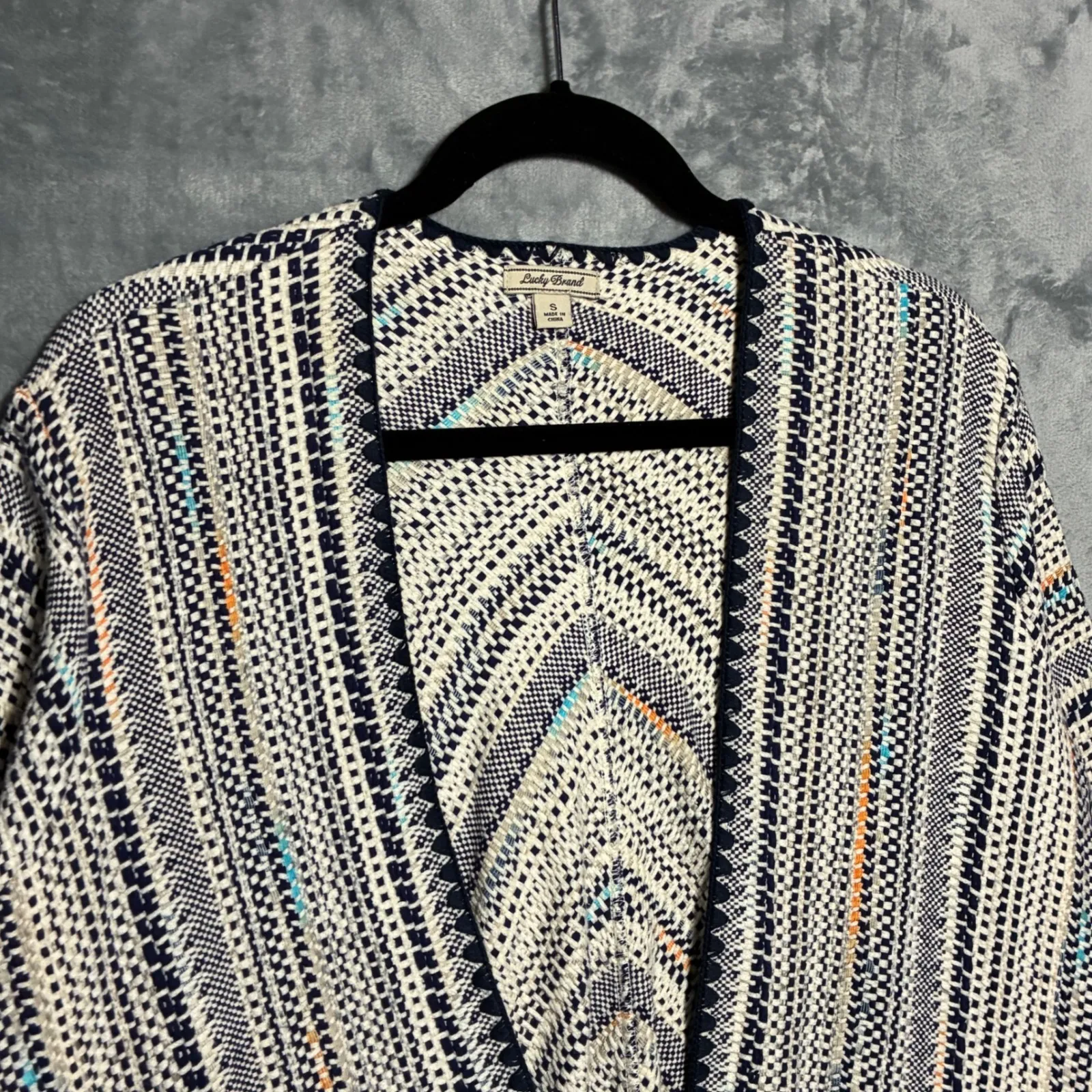 Lucky Brand Pottery Open Front Fringe Knit Cardigan Sweater Women's S - Image 3