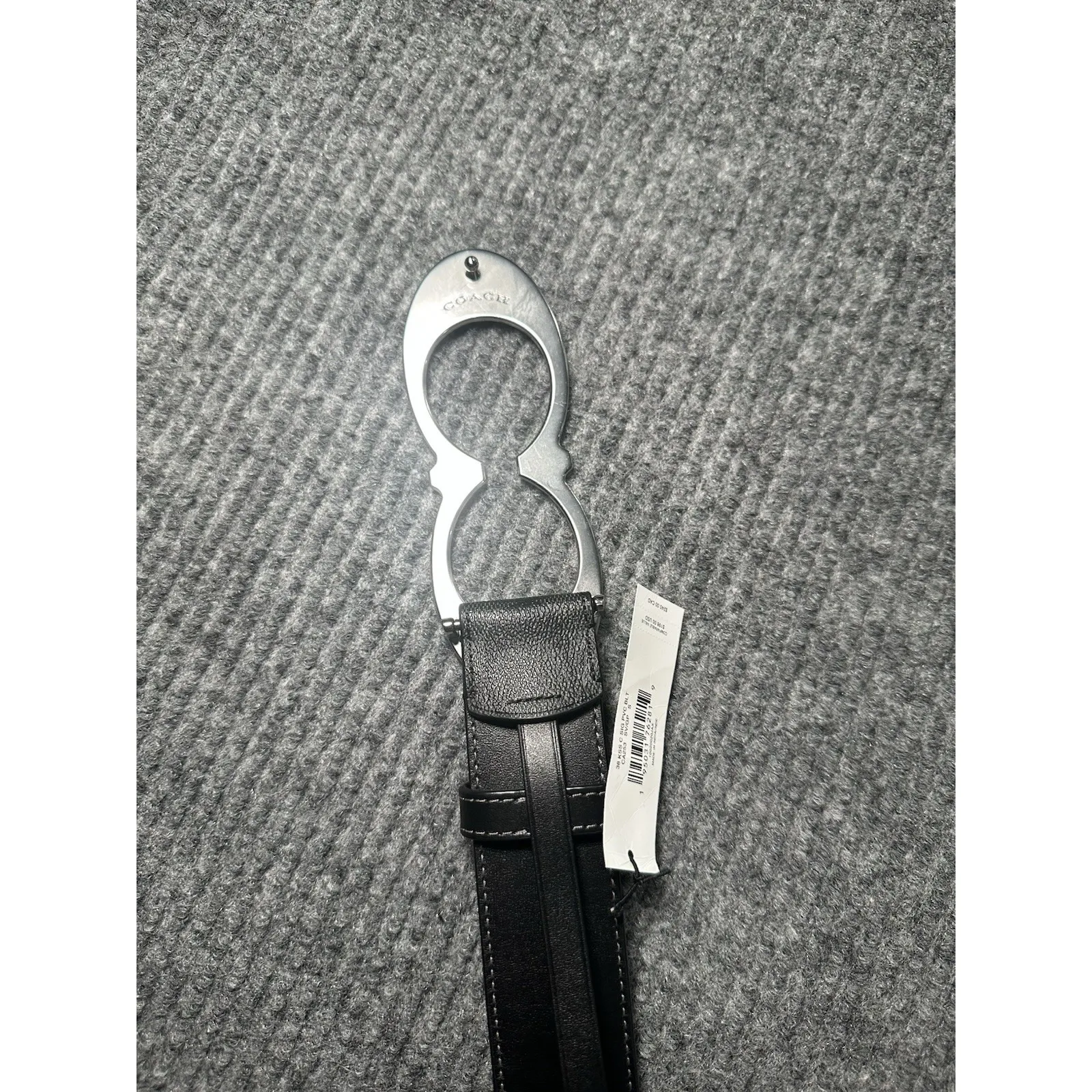 NWT $198 COACH WOMEN'S SIGNATURE SILVER BUCKLE BLACK LEATHER BELT SIZE S - Image 5