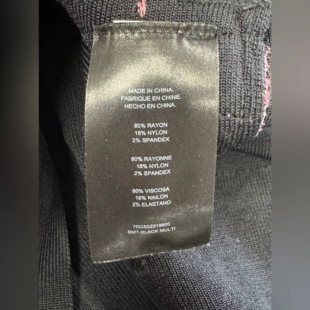 Bebe Strapless Dress Black Gold with Pink Women’s Size Medium Gold Zipper - Image 4