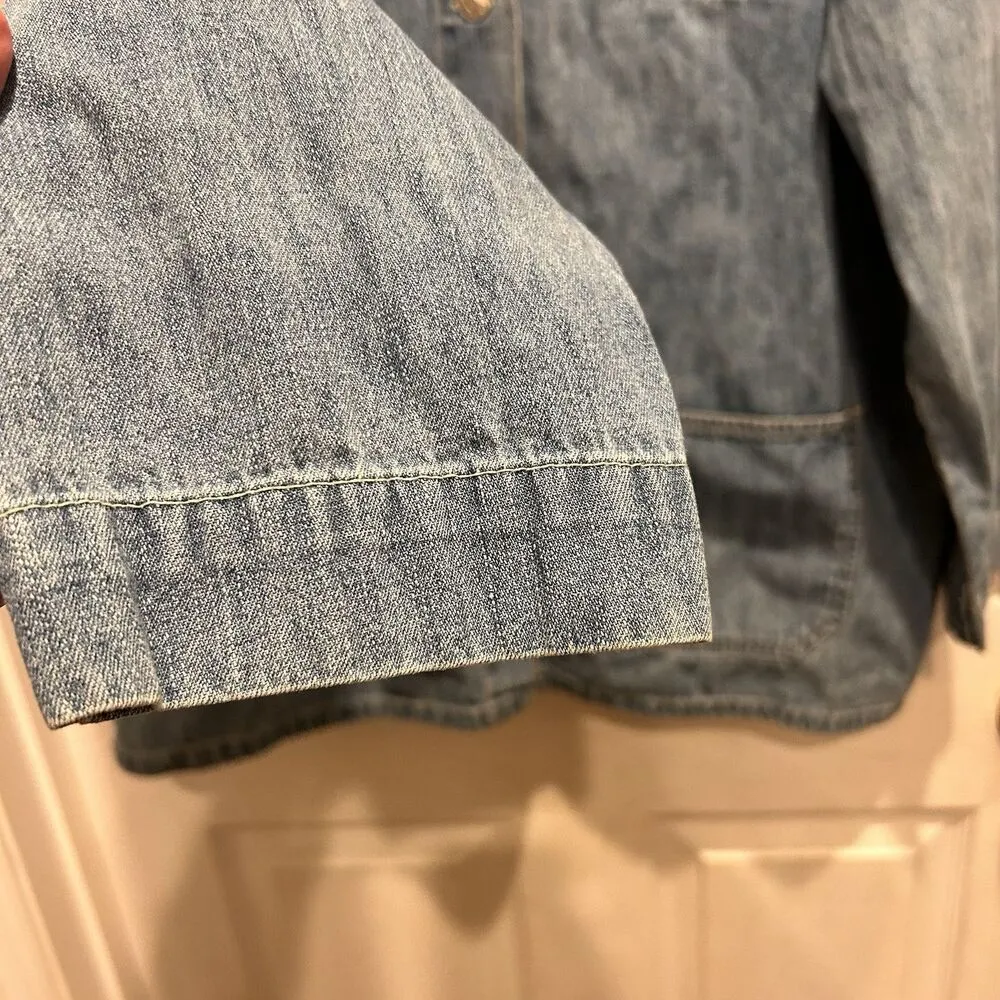 Vtg Maurices Women’s Large Denim‎ Button Front Long Shirt Chore Jacket Pockets - Image 5