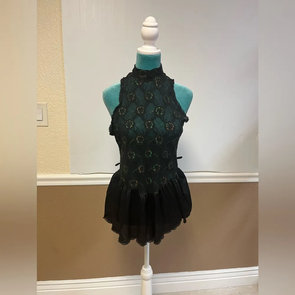 Vintage Sears Black Lace Floral Romper Teddy – Size L Snap Bottom & Keyhole Back Size L - Image 2