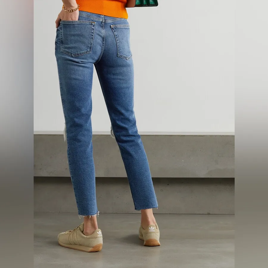 RE/DONE 90s Comfort Stretch High-rise Ankle Crop Distressed Skinny Jeans - Image 2