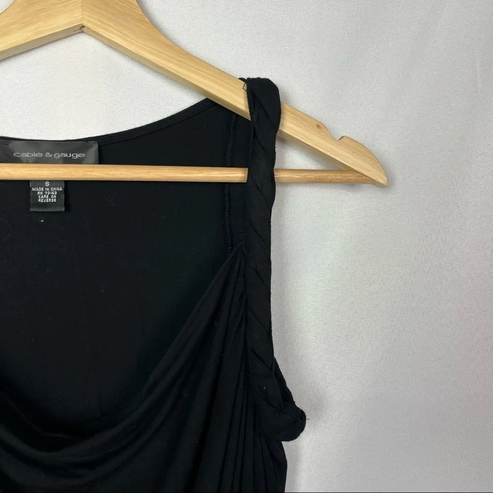 Cable & Gauge Black One Shoulder Short Sleeve Top S - Image 4