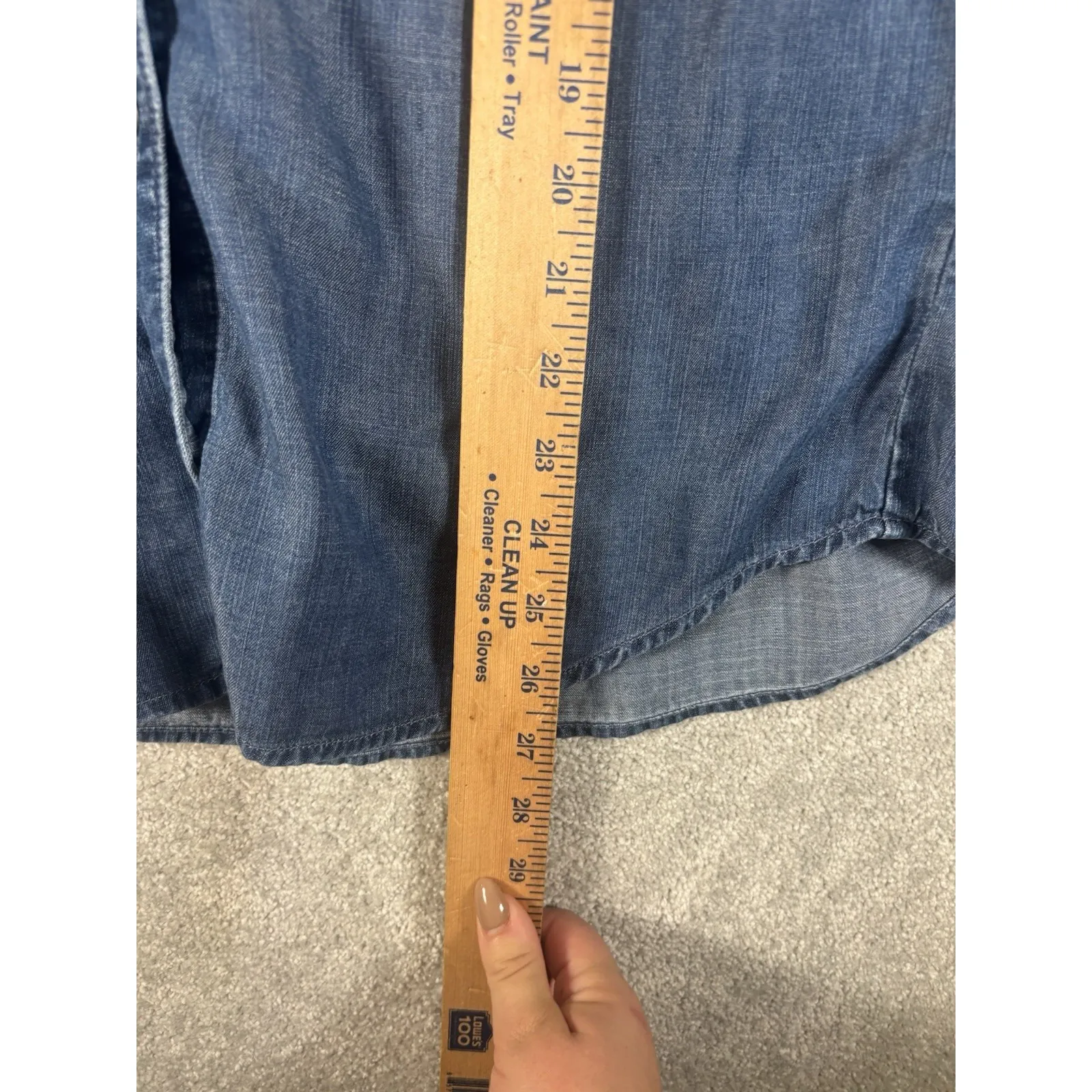 Cloth‎ & Stone Shirt Womens Medium Blue Tencel Lyocell Denim Chambray Button Up - Image 9