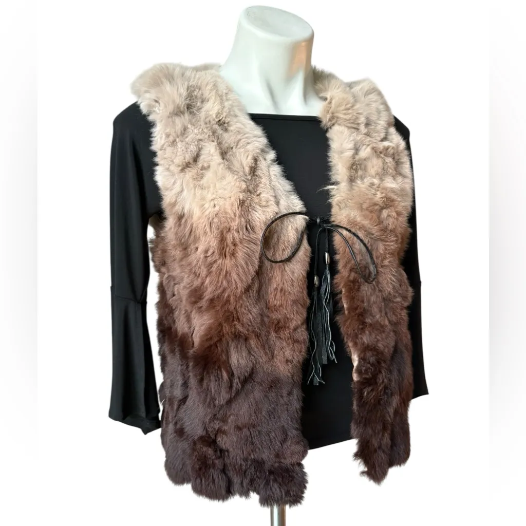 Love Token Rex Rabbit Ombré Fur Vest, Sz S - Image 3
