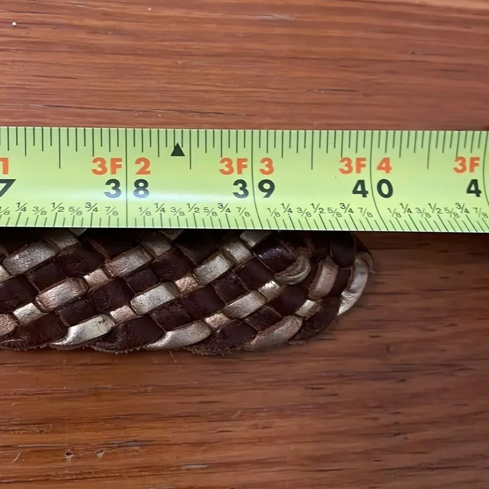 American Eagle Brown Metallic Gold Braided Leather Belt Womens Size S / M - Image 7