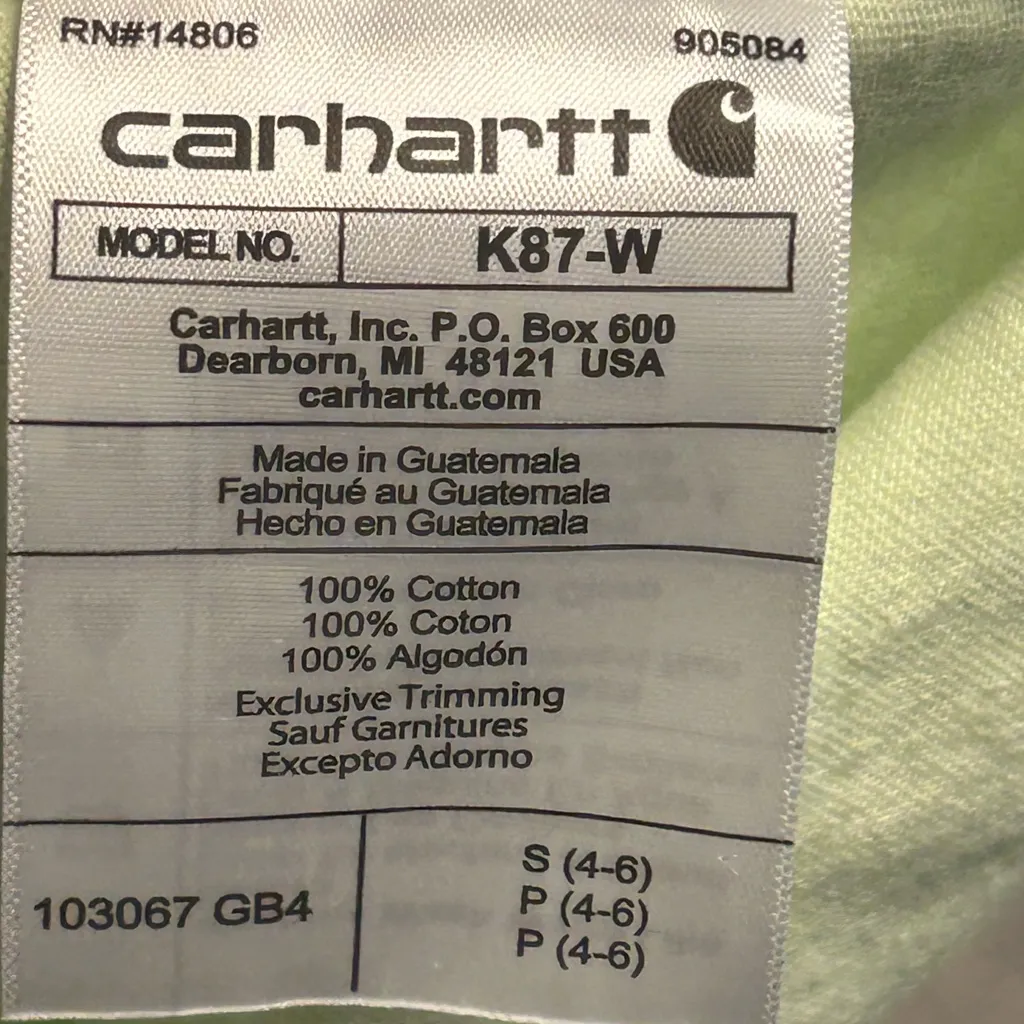 Carhart loose fit heavyweight short sleeve pocket shirt with logo lime NWT S - Image 8