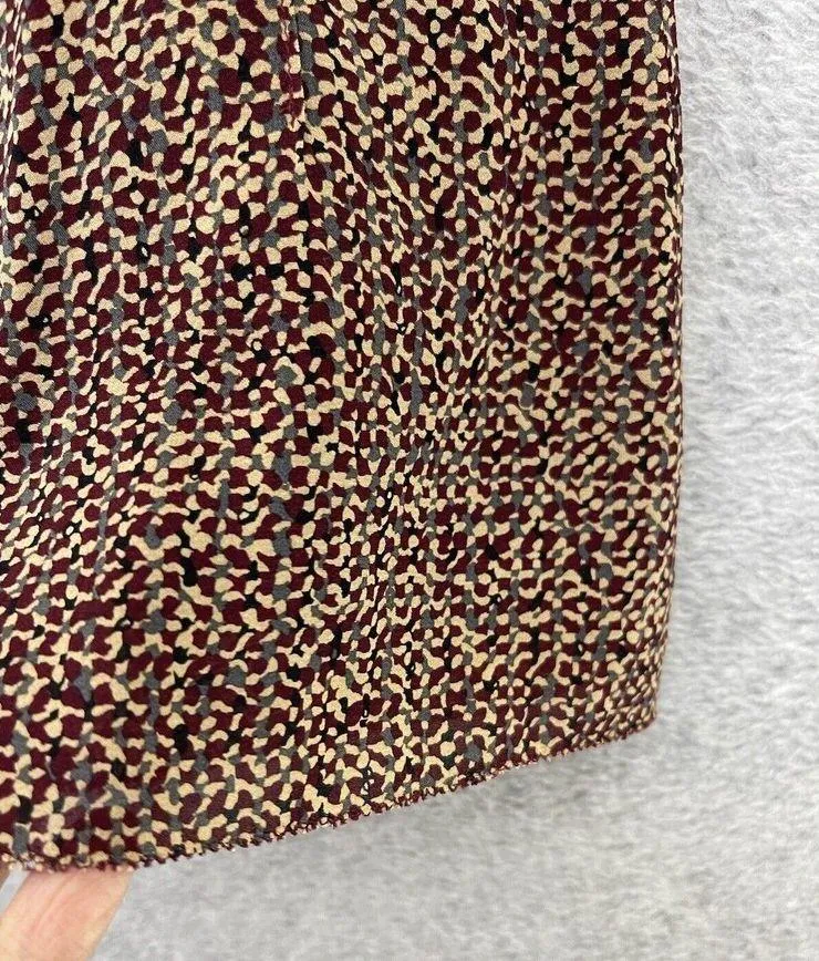 Elie Tahari Women's Skirt A Line Printed Size 8Petite Silk Blend Burgundy - Image 8