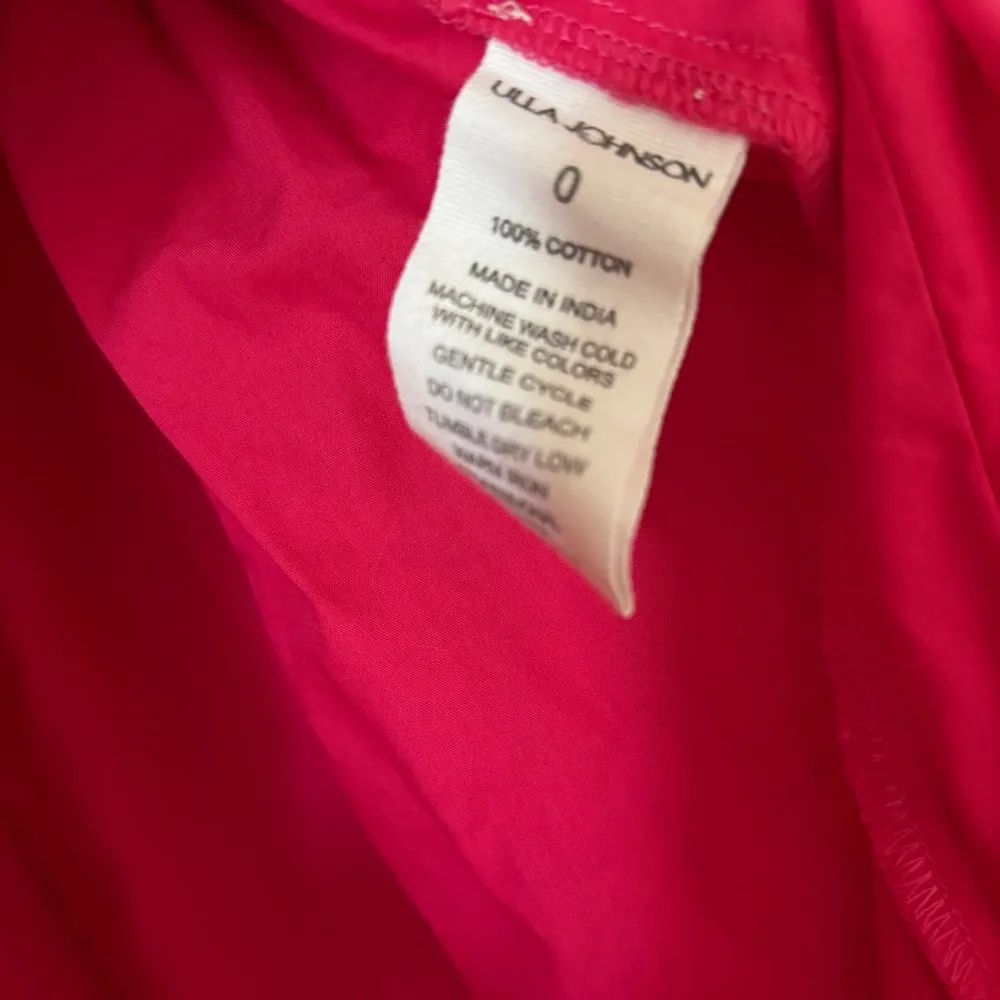 ULLA JOHNSON Palma Midi Dress Hot Pink Orchid Puff Shoulder Size 0 Cotton Poplin - Image 12