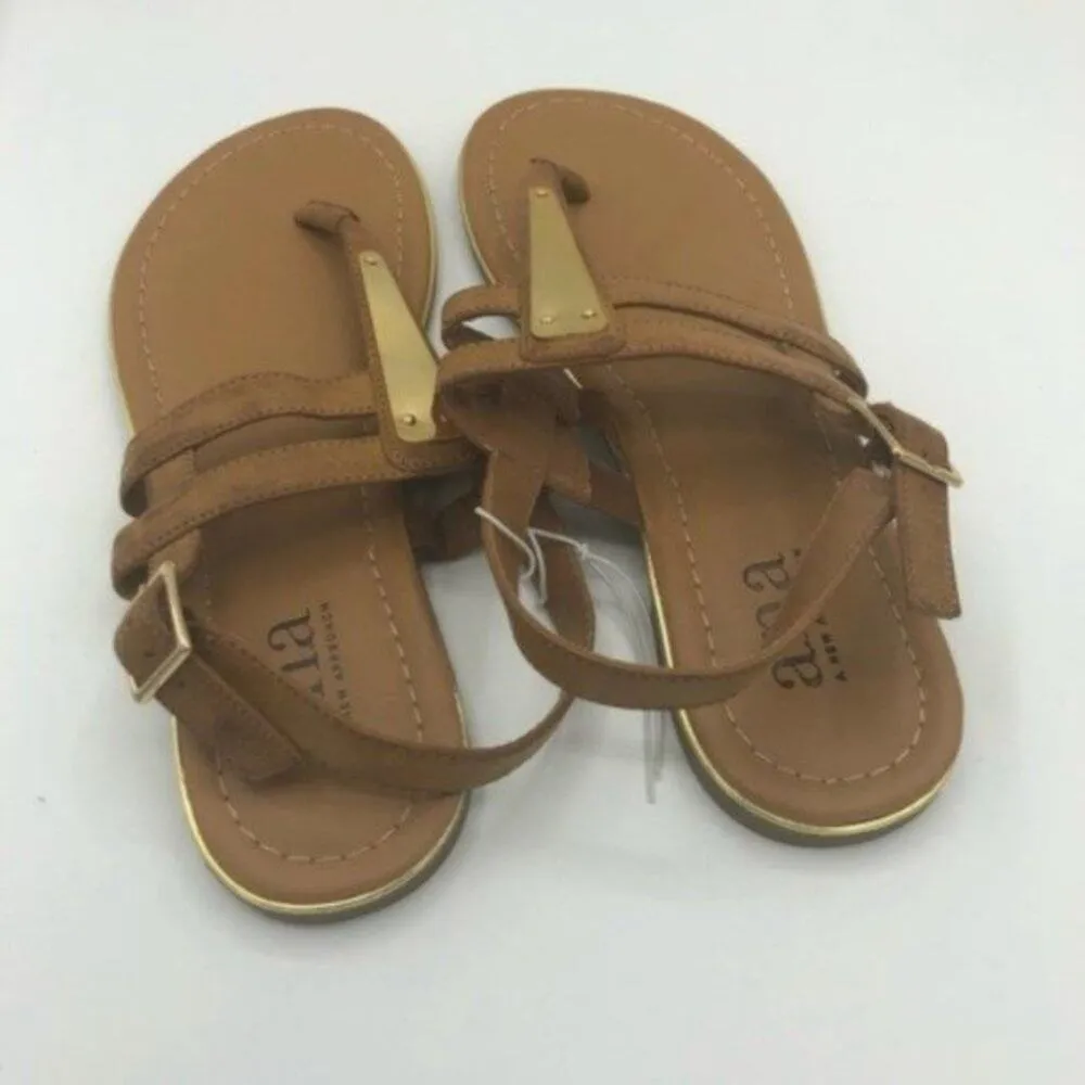 A.n.a Sweeny Cognac & Gold Sandals size 6.5 - Image 5