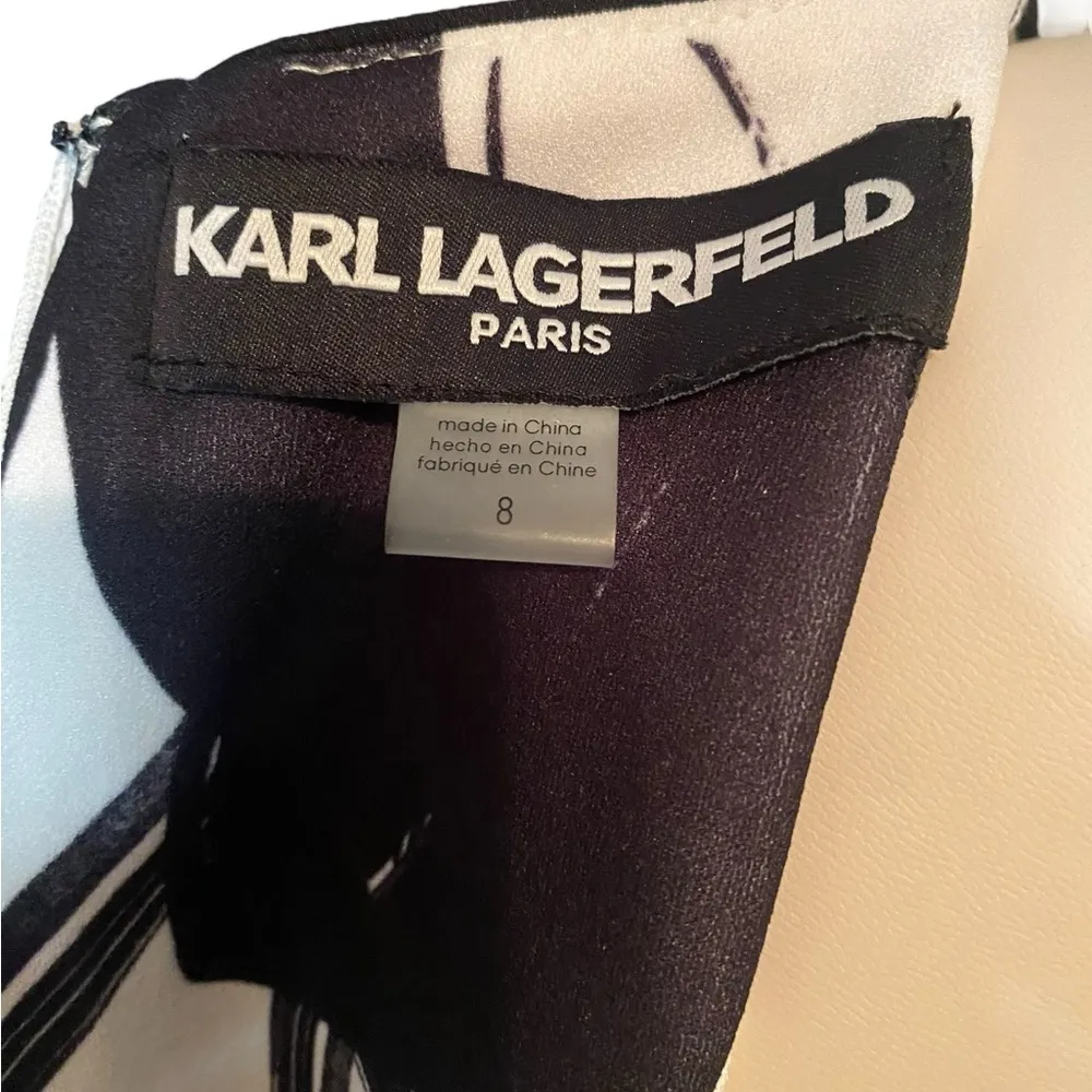 Karl Lagerfeld Womens 8 Dress Scuba Stretch Lined Black & White Knee Length - Image 7