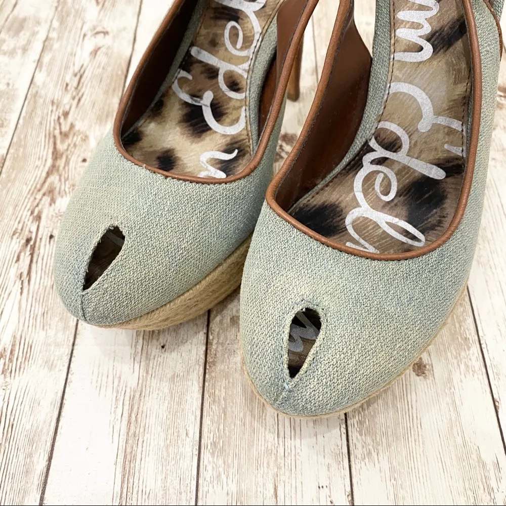 Sam Edelman “Novato” Denim Sling Back Heels 6.5 - Image 7