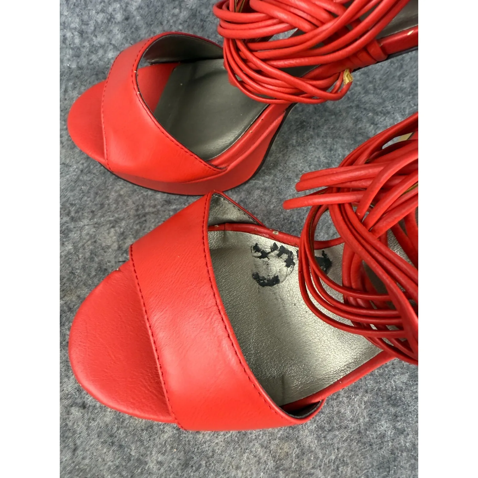 Michael Antonio red platform‎ strappy heels Sz 10 Y2K - Image 5