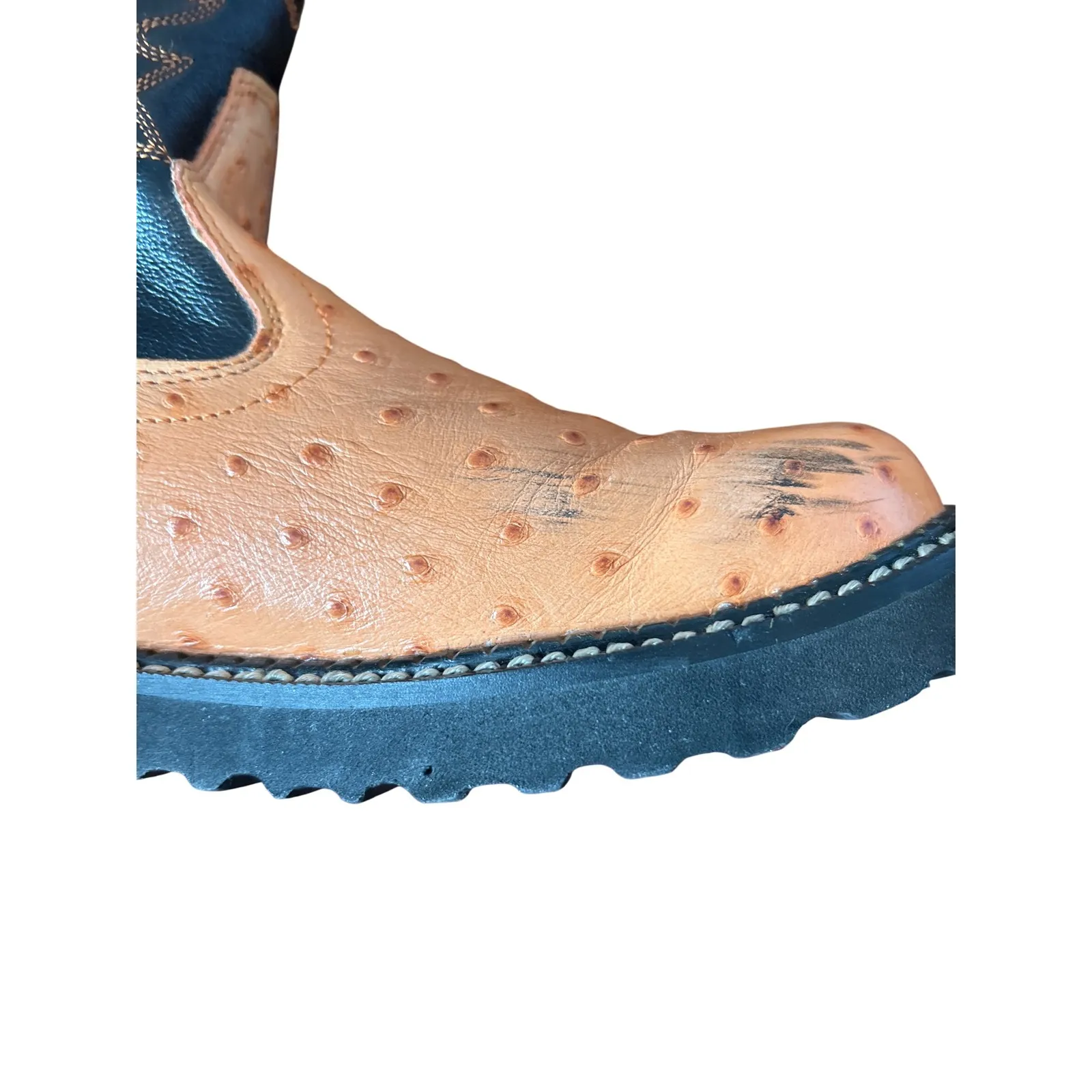 Old West TB1249Y Ostrich Print Leather Cowboy Boots Women's Size 6.5 - Image 7