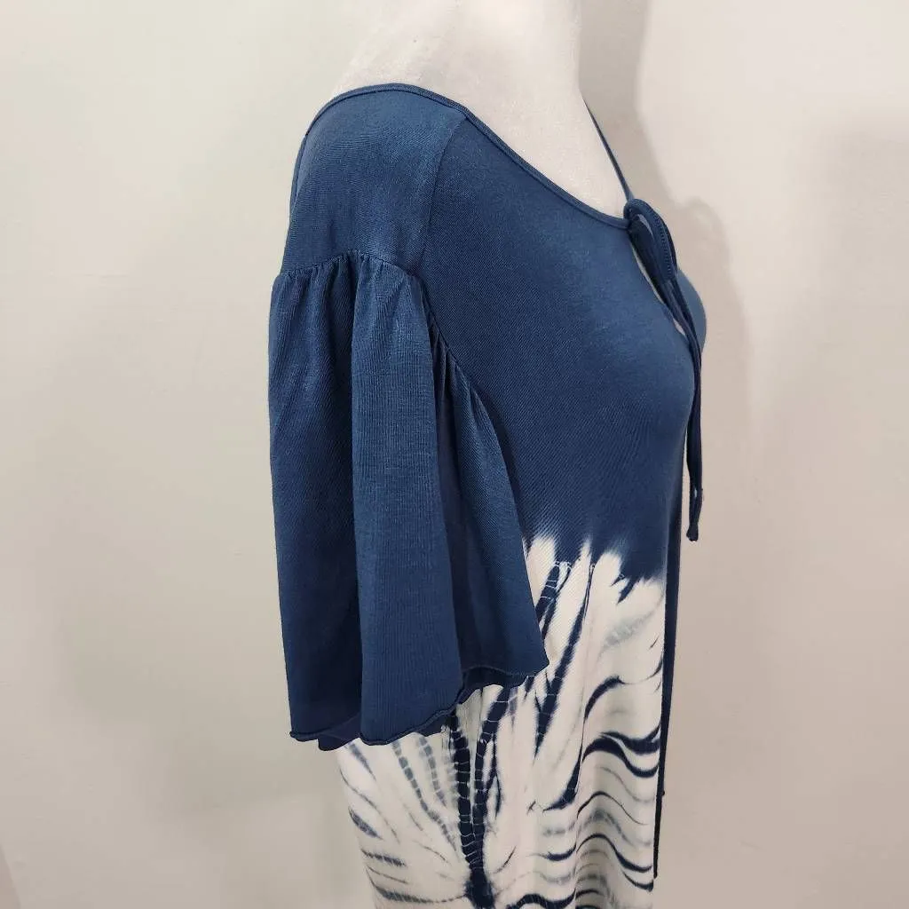 Chaser Blue Tie-Dye Blouse NWT Size Medium Tie-Dyed Boho Blouse - Image 4