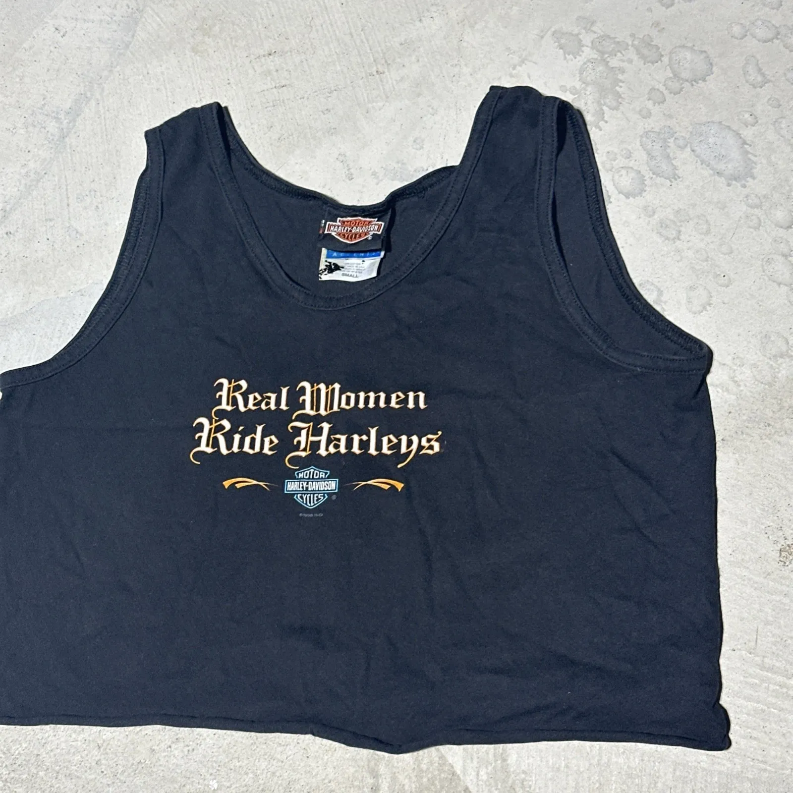 Vintage Harley Davidson Real Women Ride Harleys Black Women's Tank Top SZ S - Image 2
